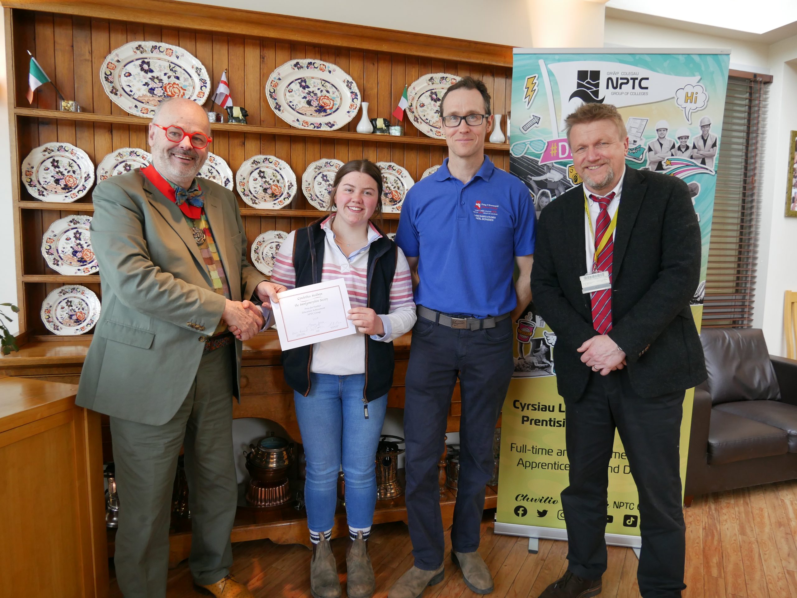 Newtown College Agriculture student Menna Jones has been celebrating after being announced as this year’s winner of the Montgomeryshire Society Prize for Further Education
