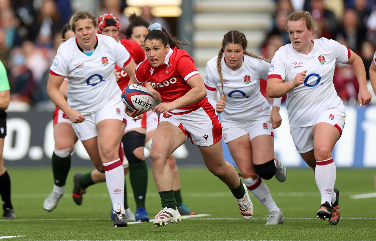 Kayleigh Powell During a Six Nations Rugby game playing for Wales against England